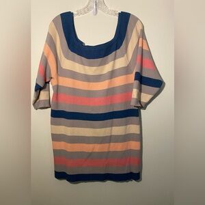 Pre-Loved Torrid Blue, Gray, Cream Striped Knit Top Size 4x